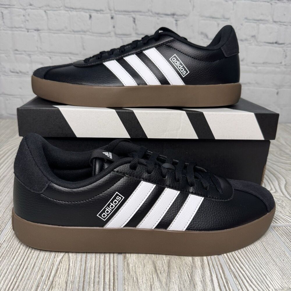 Adidas VL Court 3.0 Sneakers Men’s 10.5 Black White Retro Streetwear ID6286 NEW